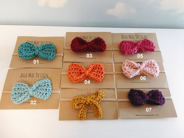 Crocheted bow headband
