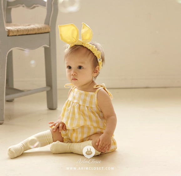 yellow checks baby bodysuit