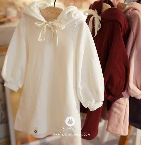 baby cotton bunny hood dress (4 colour)
